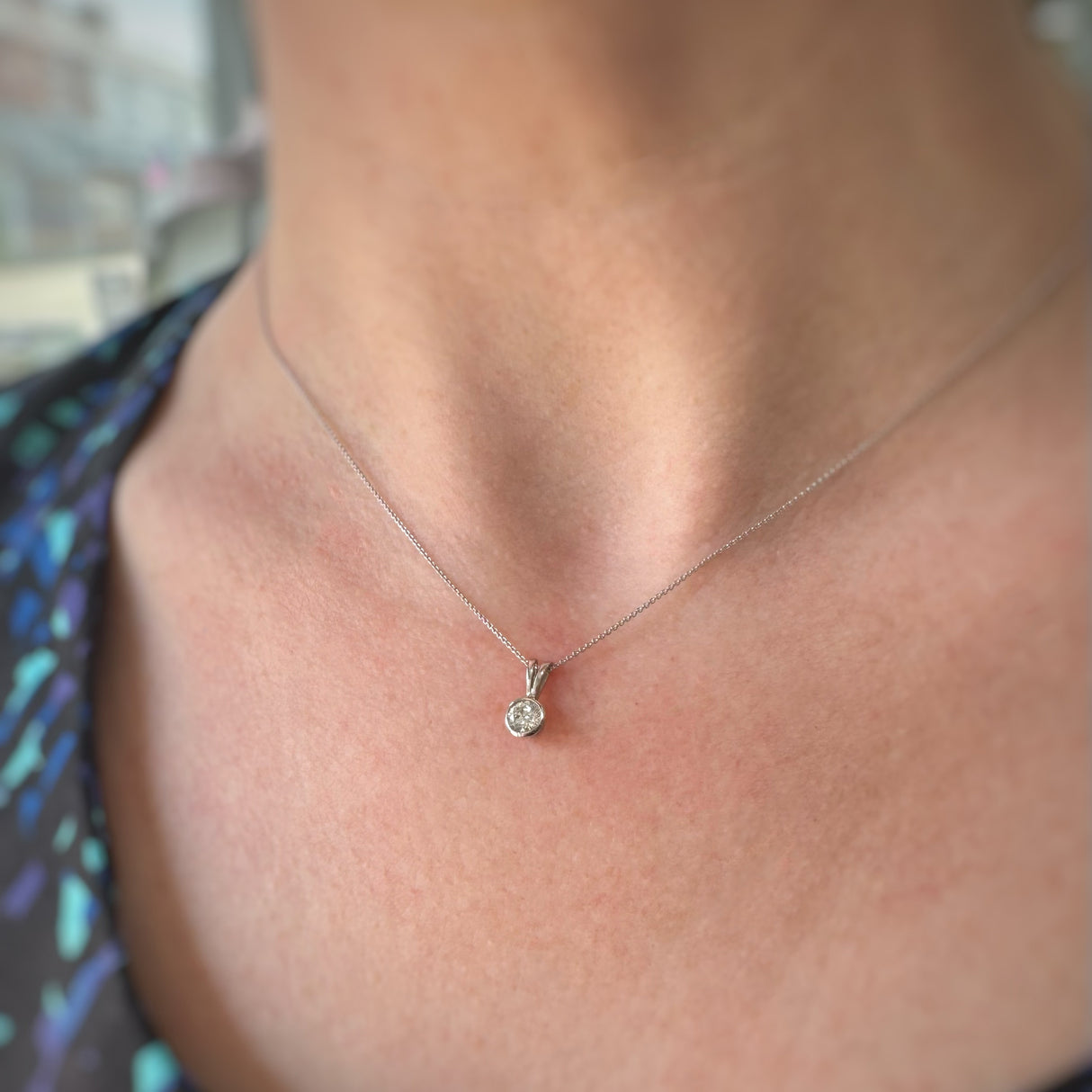 9ct White Gold Lab Grown Diamond Solitaire Pendant 0.33ct on a 9ct 17 Inch Chain