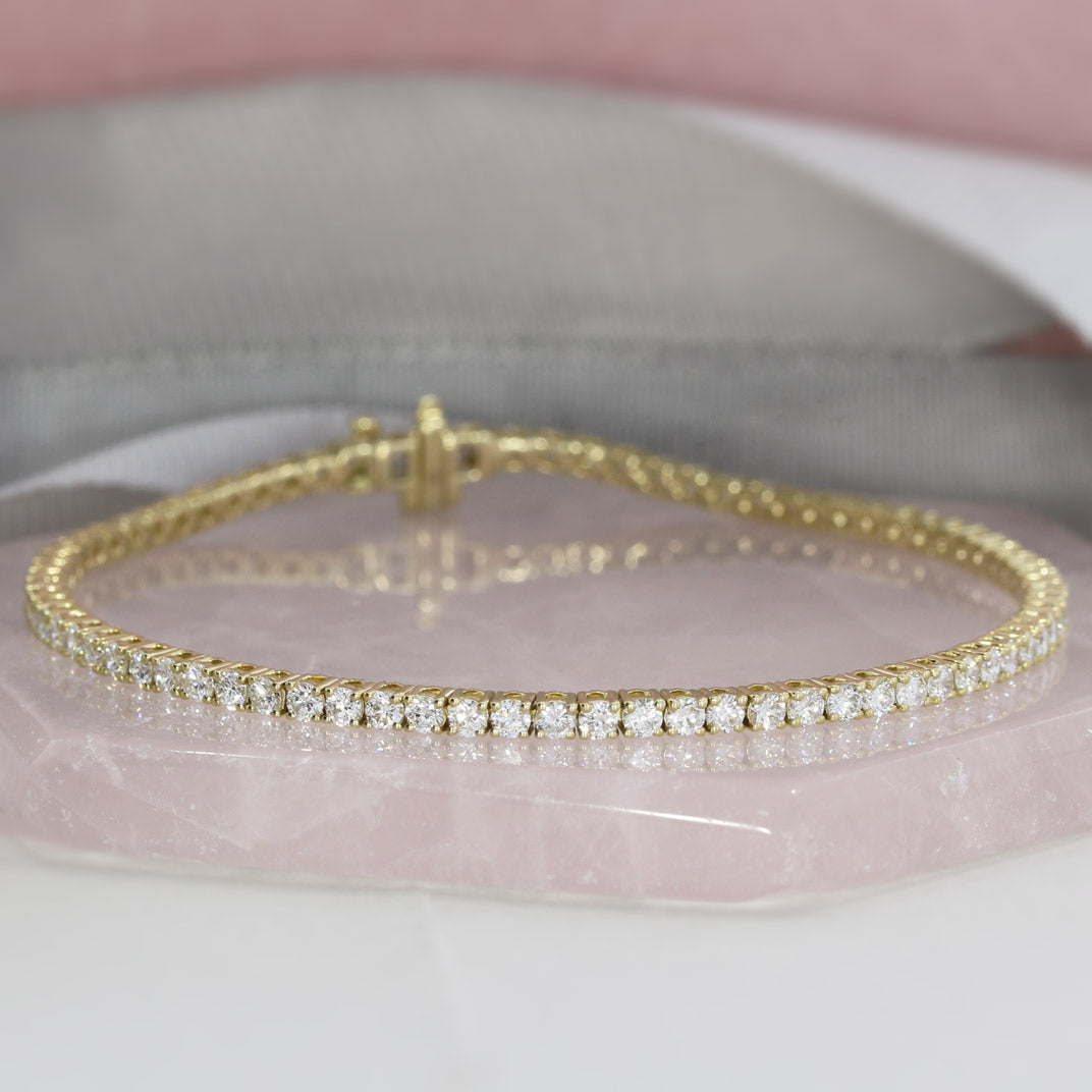 Pre Order 9ct Yellow Gold Claw Set Lab Diamond Line Bracelet Approx 3.00ct