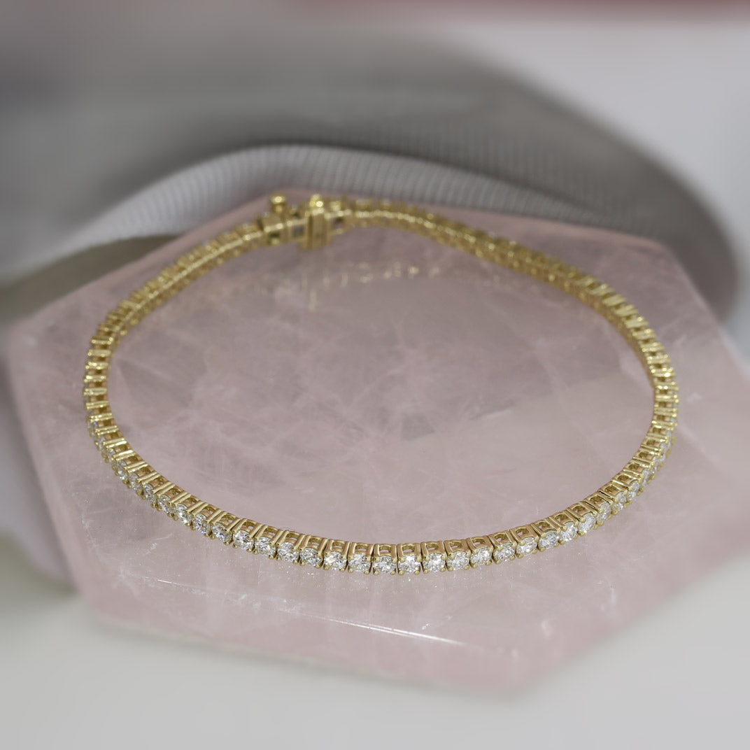 Pre Order 9ct Yellow Gold Claw Set Lab Diamond Line Bracelet Approx 3.00ct
