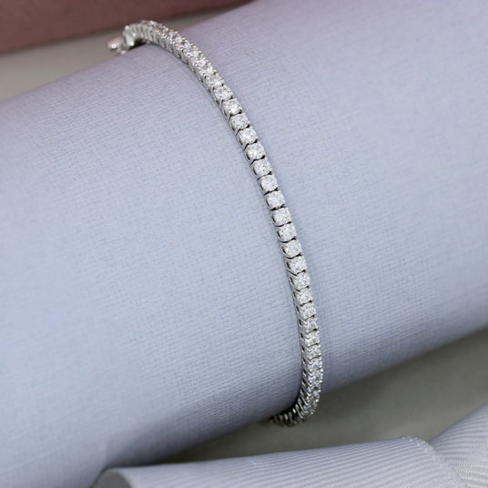 9ct White Gold Claw Set Lab Diamond Line Bracelet 3.00ct
