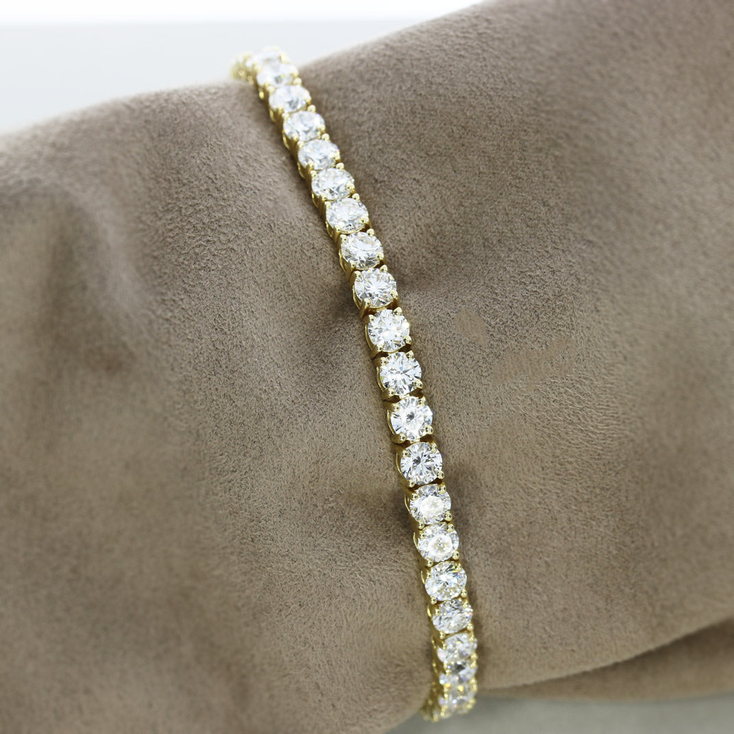 9ct Yellow Gold Claw Set Lab Diamond Line Bracelet 10.00ct