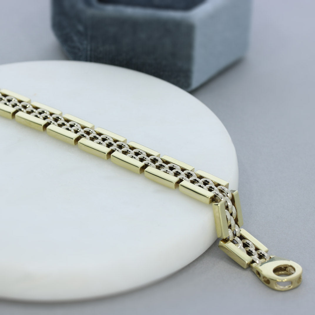Pre Owned 9ct Yellow Gold 5 Row Gate Bracelet