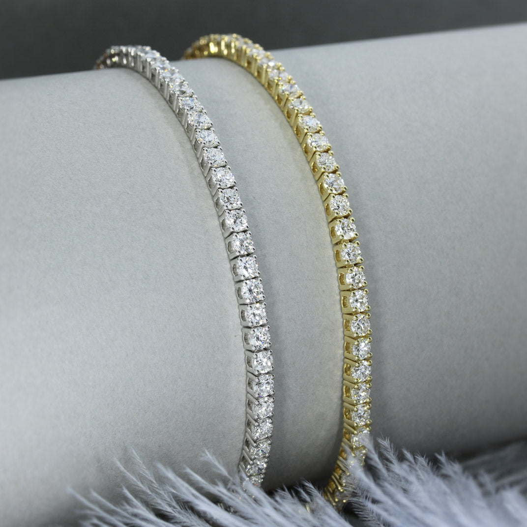 9ct Yellow Gold Claw Set Lab Diamond Line Bracelet 5.00ct