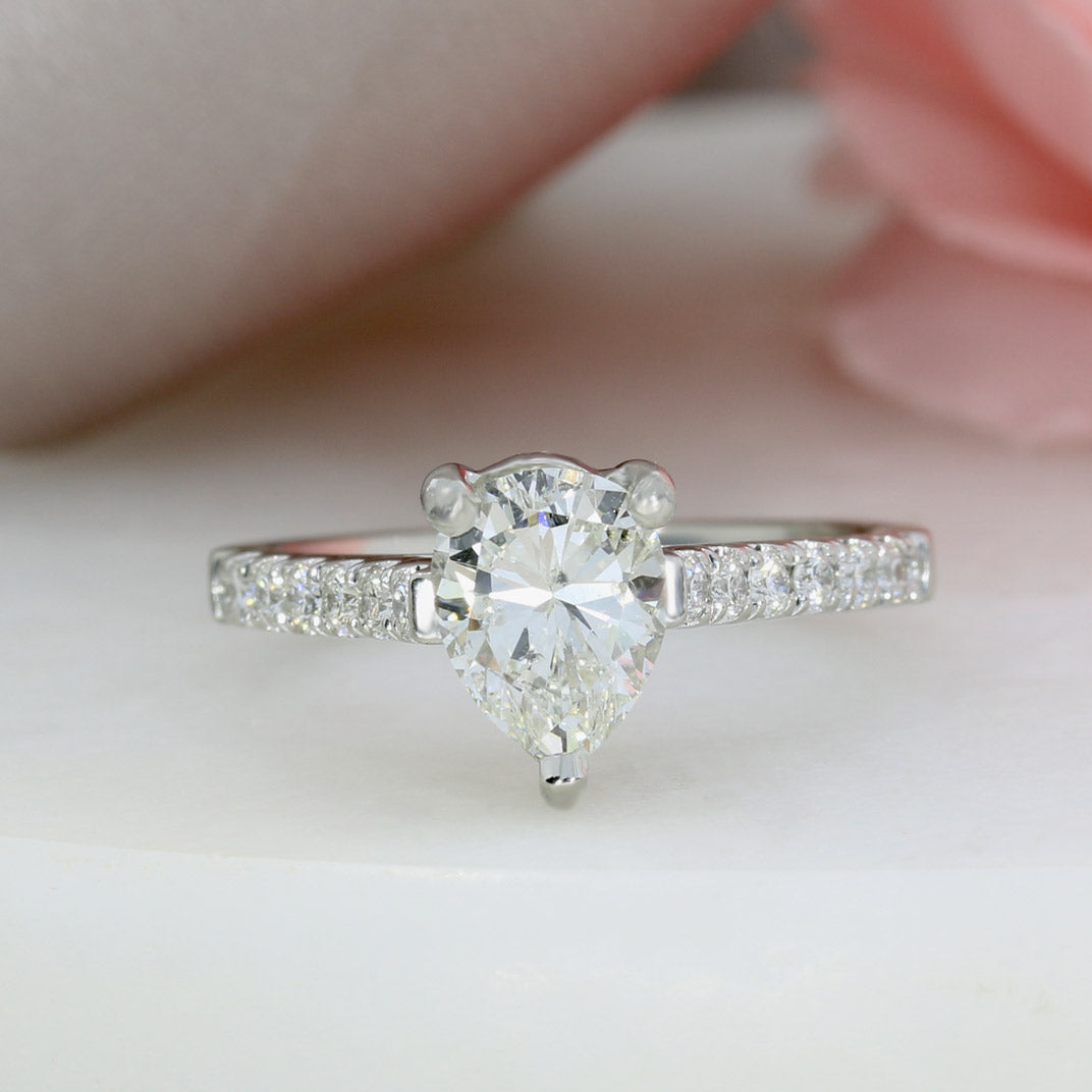 Platinum Diamond Solitaire Ring with Diamond Set Shoulders