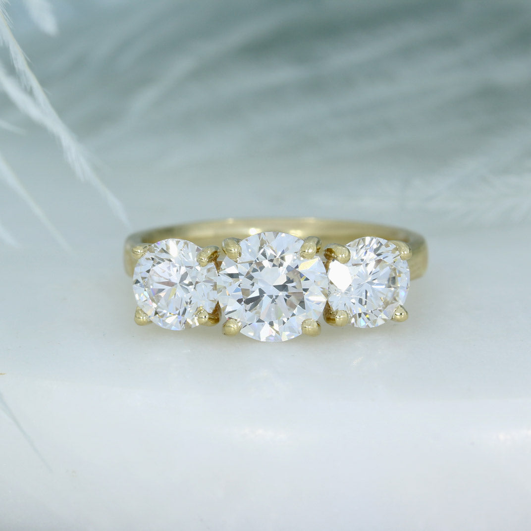 9ct Gold Lab Grown Diamond 3 Stone Ring 4.08ct