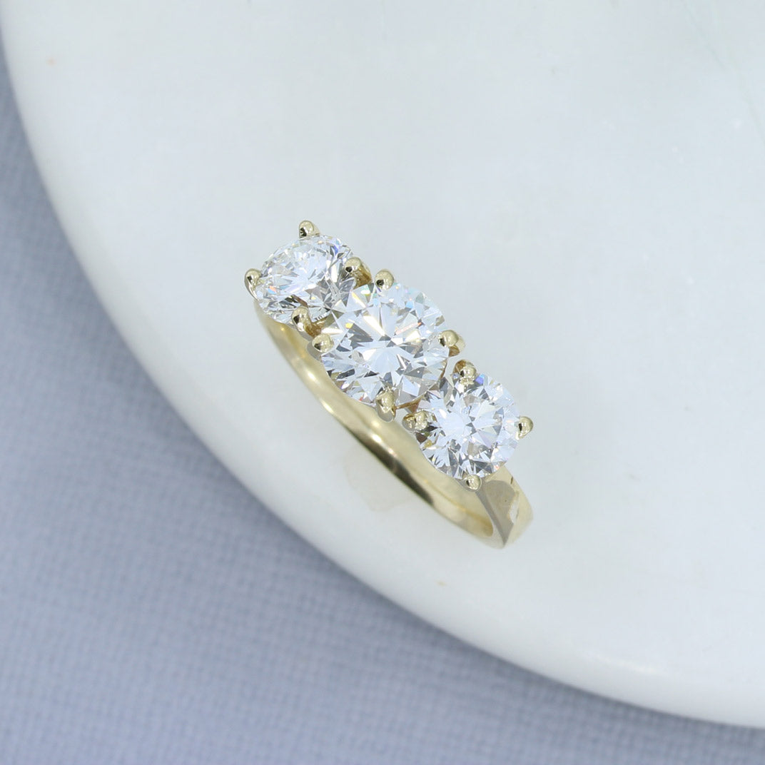 9ct Gold Lab Grown Diamond 3 Stone Ring 4.08ct
