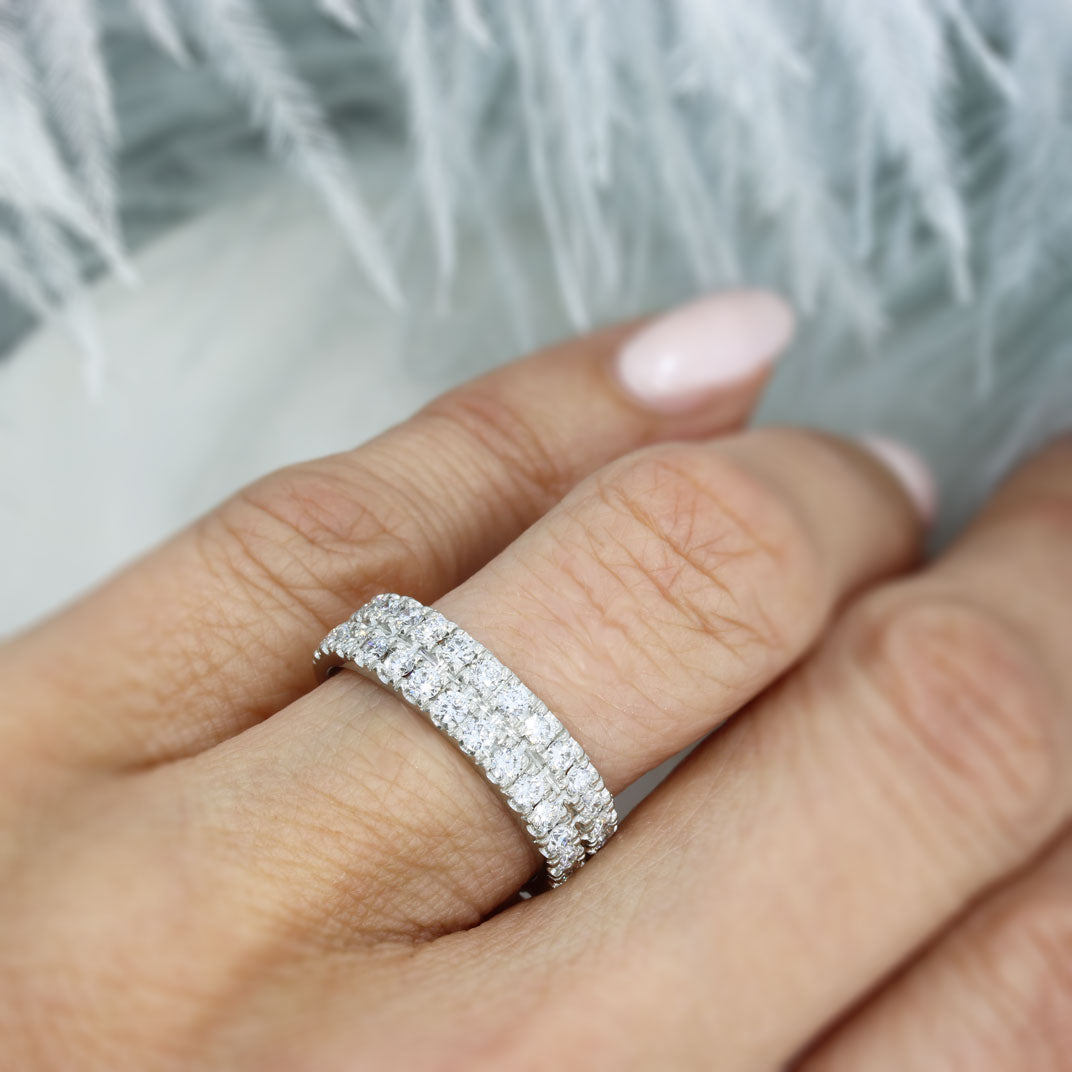 Platinum 2 Row Lab Grown Diamond Wedding/Eternity Ring 1.40ct