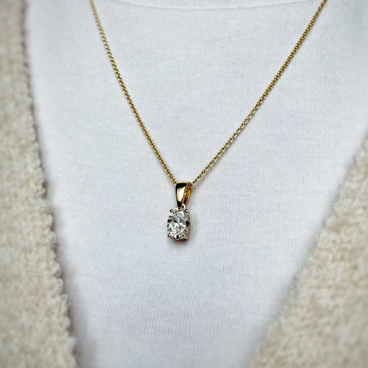 9ct Yellow Gold Lab Grown 3 Stone Diamond Drop Pendant 0.47ct on 20" 9ct Chain