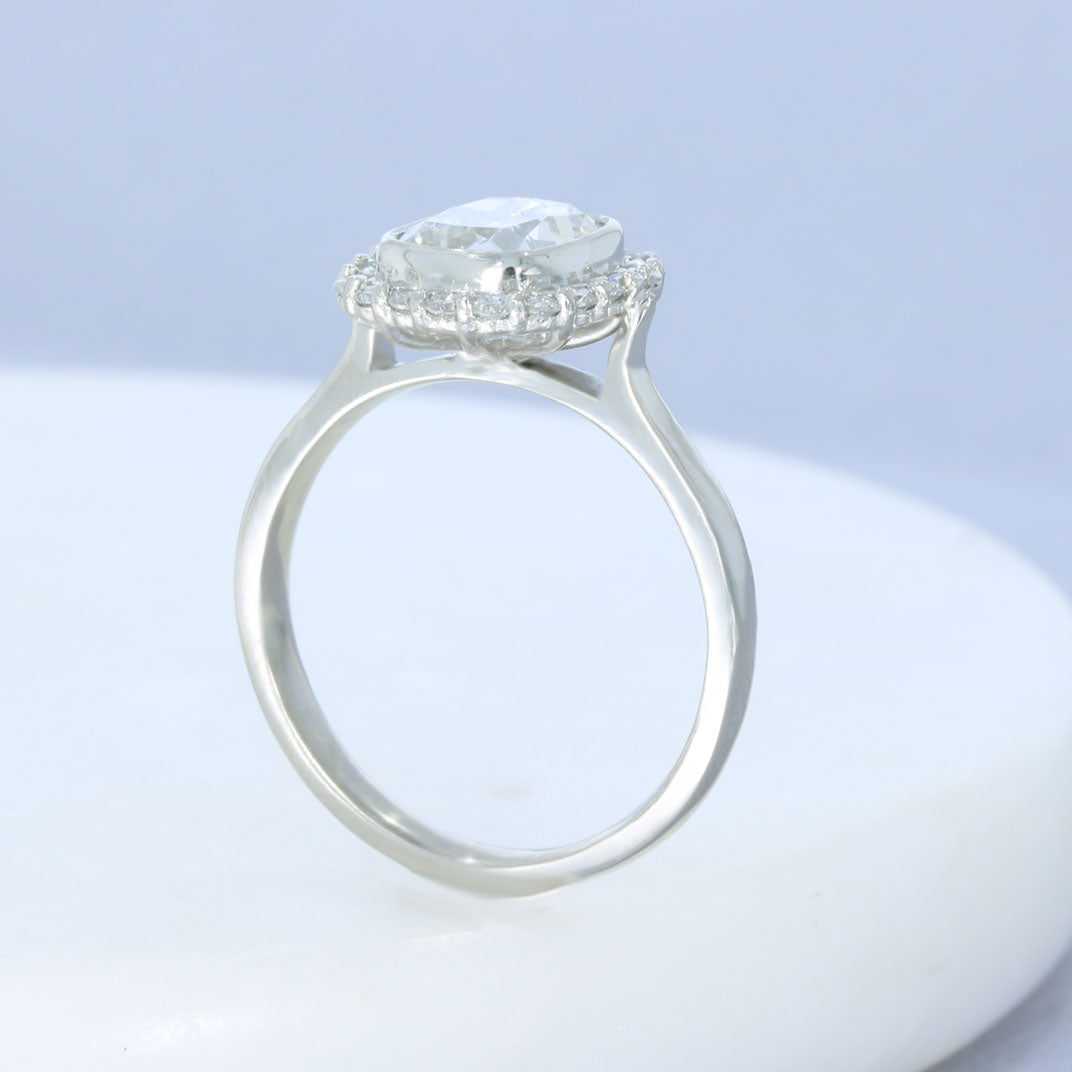 Platinum Certified Cushion Cut Lab Grown Diamond Halo Ring 2.32ct D VVs2