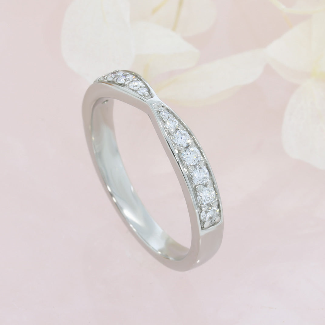 Platinum Channel Set Shaped Natural Diamond Eternity or Wedding Ring