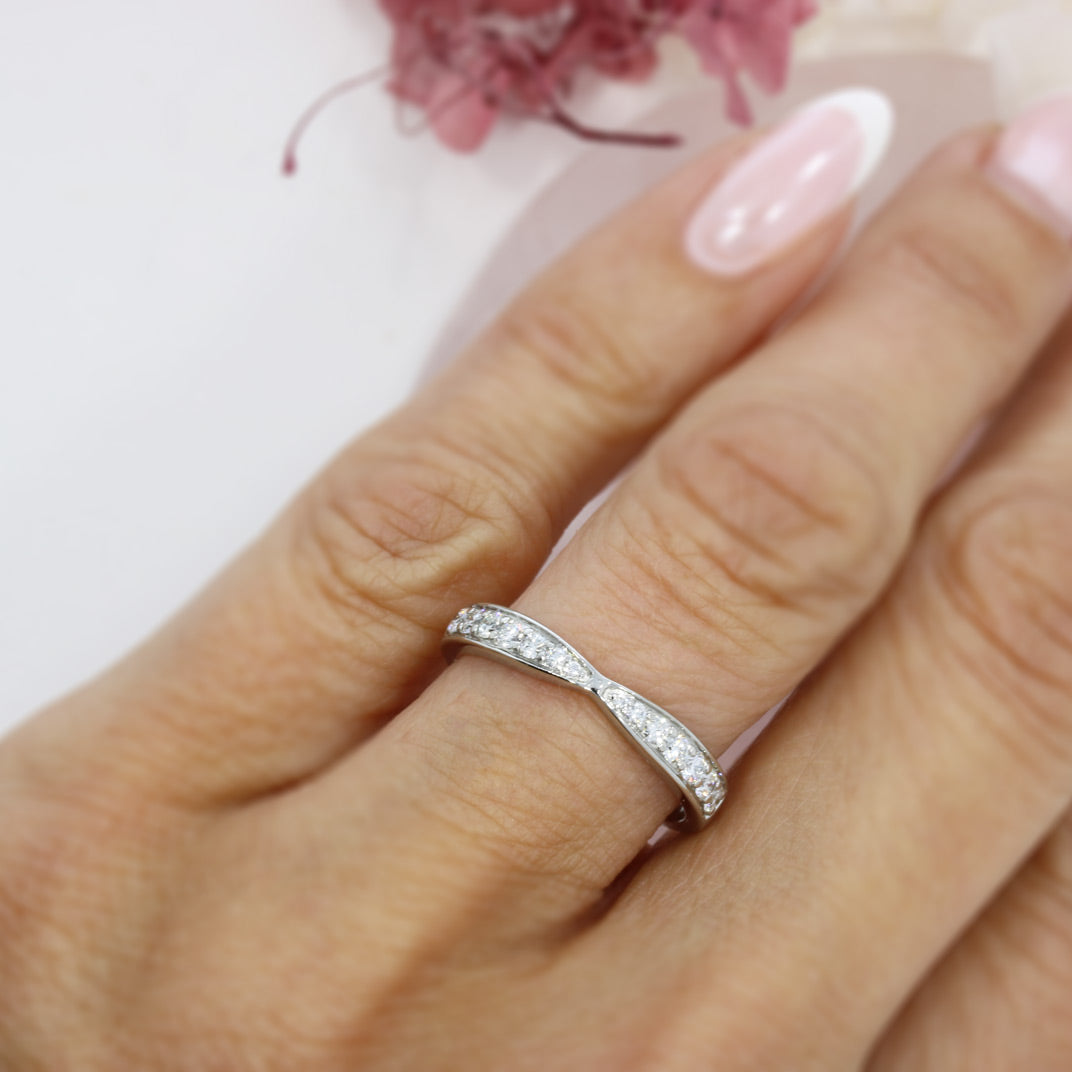 Platinum Channel Set Shaped Natural Diamond Eternity or Wedding Ring