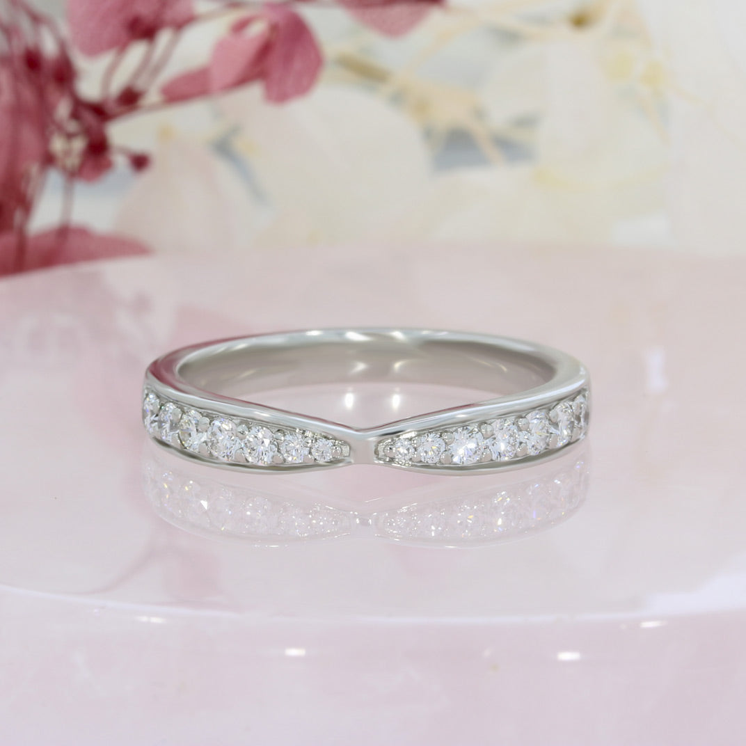 Platinum Channel Set Shaped Natural Diamond Eternity or Wedding Ring