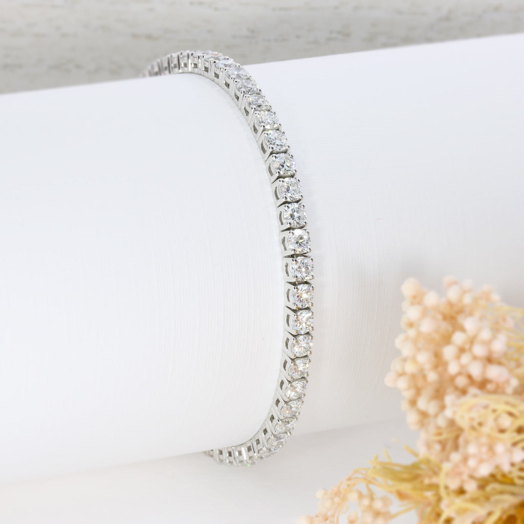 Platinum Lab Grown Diamond Claw Set Line Bracelet 6ct