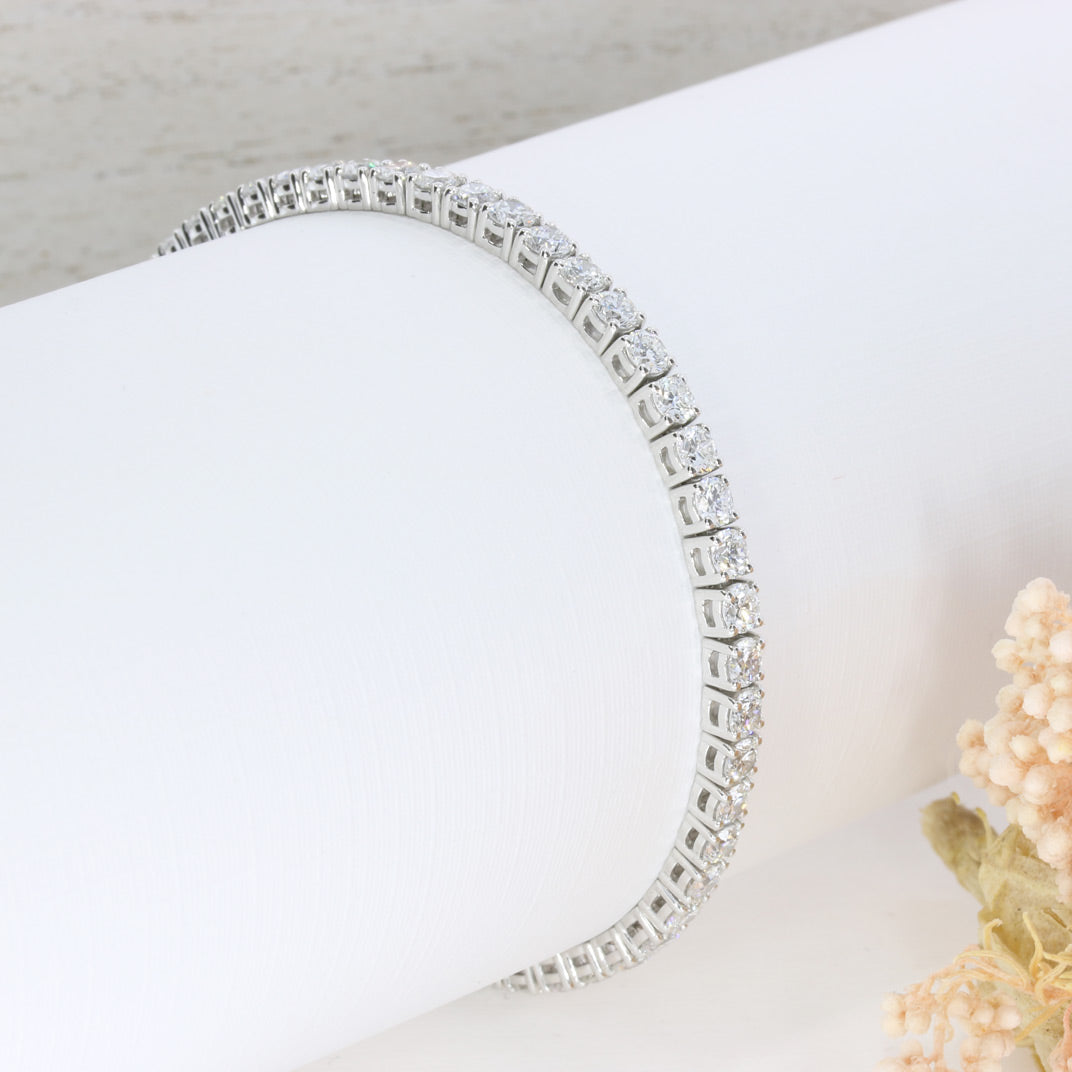 Platinum Lab Grown Diamond Claw Set Line Bracelet 6ct