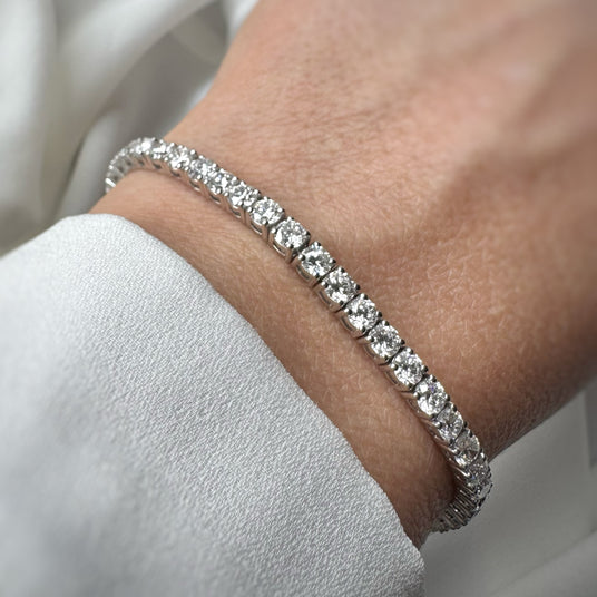 Platinum Lab Grown Diamond Claw Set Line Bracelet 6ct