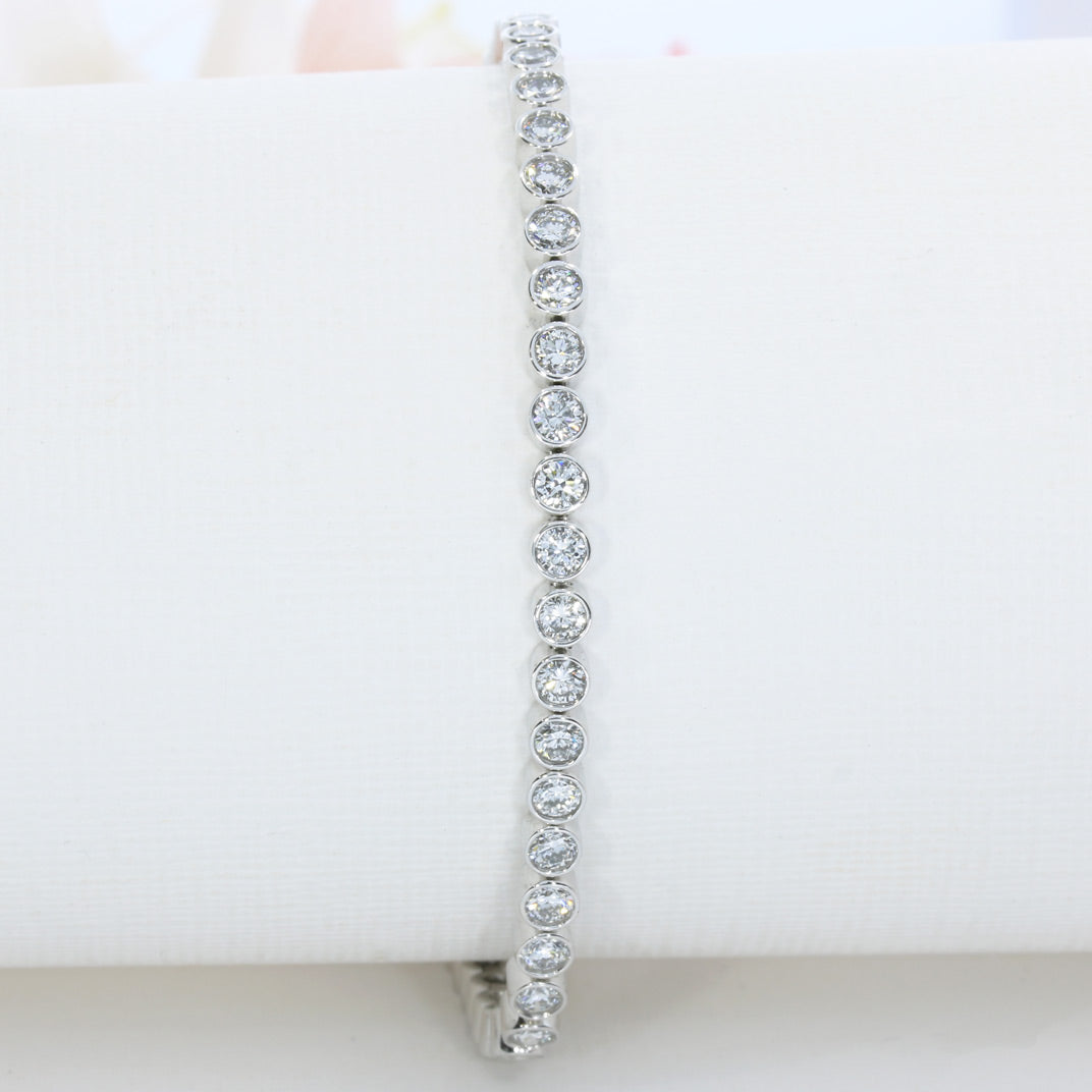 9ct White Gold Rub Over Set Line Bracelet Lab Grown Diamonds 3ct