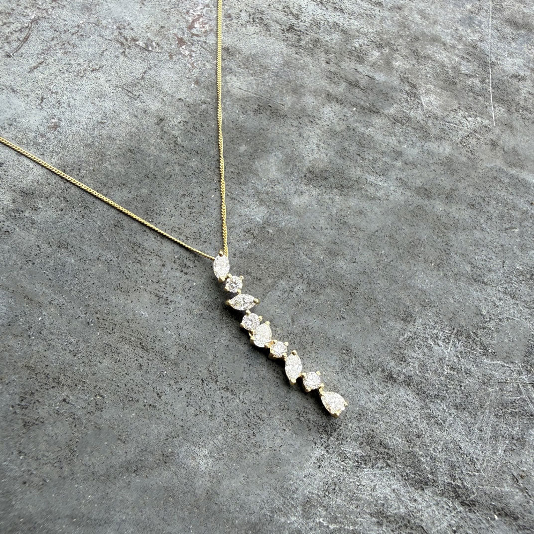 9ct Gold Lab Grown Diamond Fancy Drop Pendant 0.87ct on a 20inch 9ct Chain