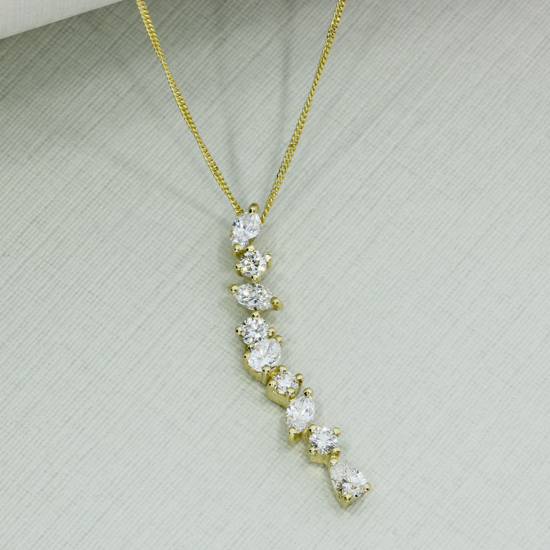 9ct Gold Lab Grown Diamond Fancy Drop Pendant 0.87ct on a 20inch 9ct Chain