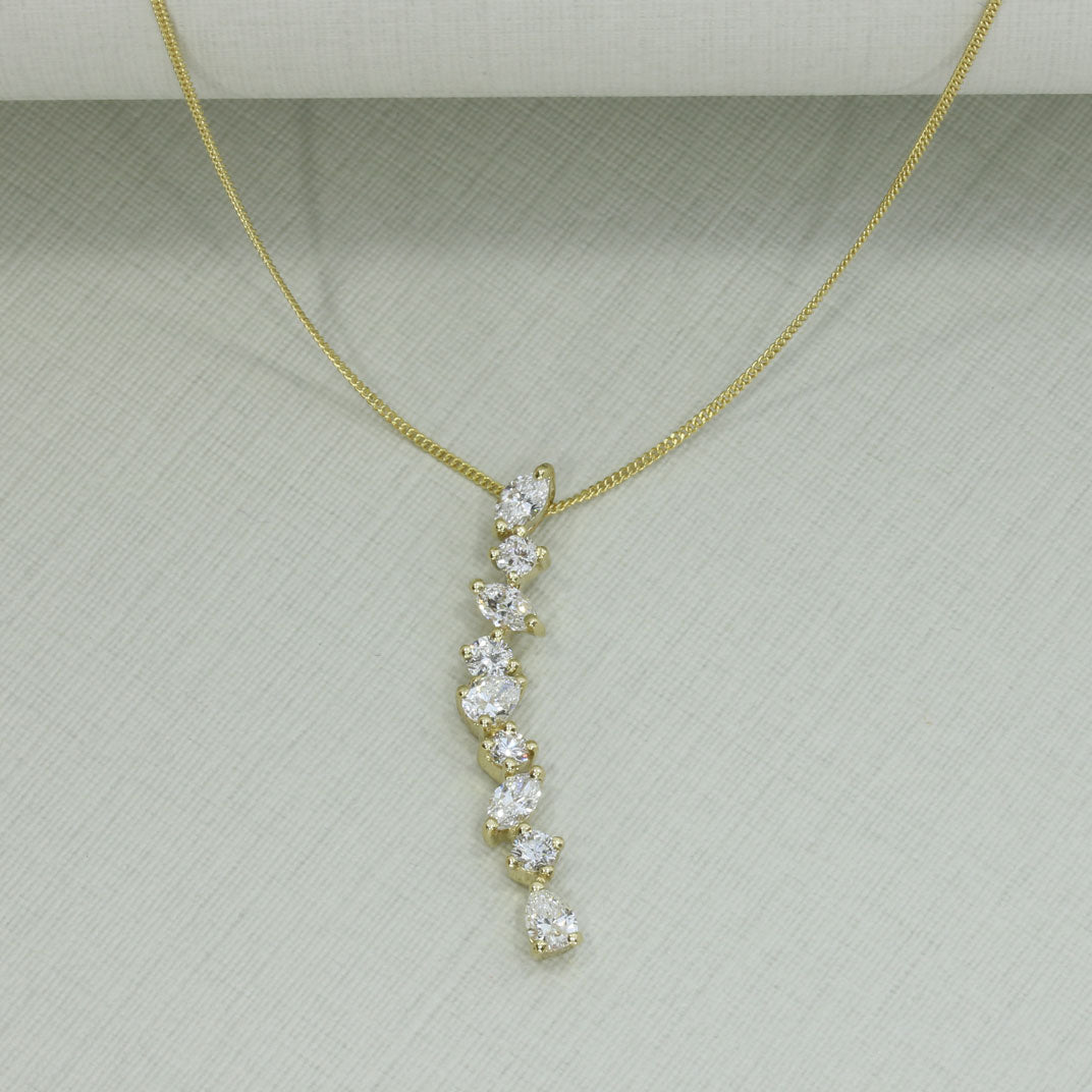 9ct Gold Lab Grown Diamond Fancy Drop Pendant 0.87ct on a 20inch 9ct Chain