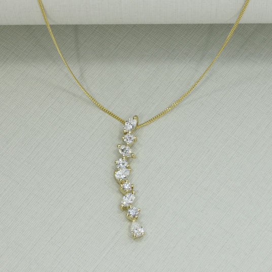 9ct Gold Lab Grown Diamond Fancy Drop Pendant 0.87ct on a 20inch 9ct Chain