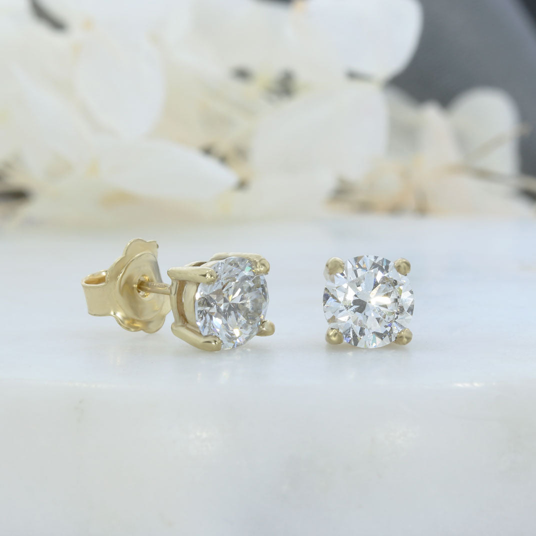 9ct Yellow Gold Lab Grown Diamond Stud Earrings 2.00ct