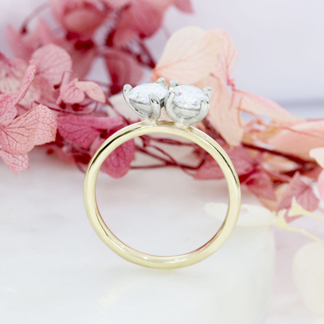 9ct & Platinum Oval & Pear Shape Lab Grown Diamond 'Moi et Toi' Ring Total Weight: 1.37ct