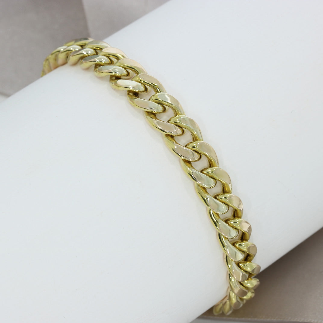 Pre Owned 9ct Yellow Gold Hollow Curb Bracelet 8"