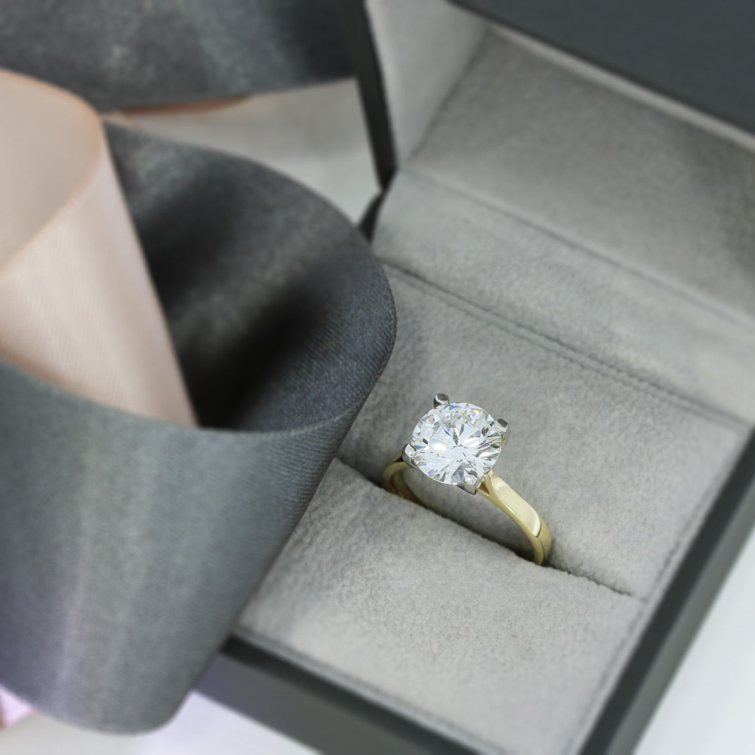 9ct Gold Certified Brilliant Cut Lab Grown Diamond Solitaire Ring 3.01ct D VS2