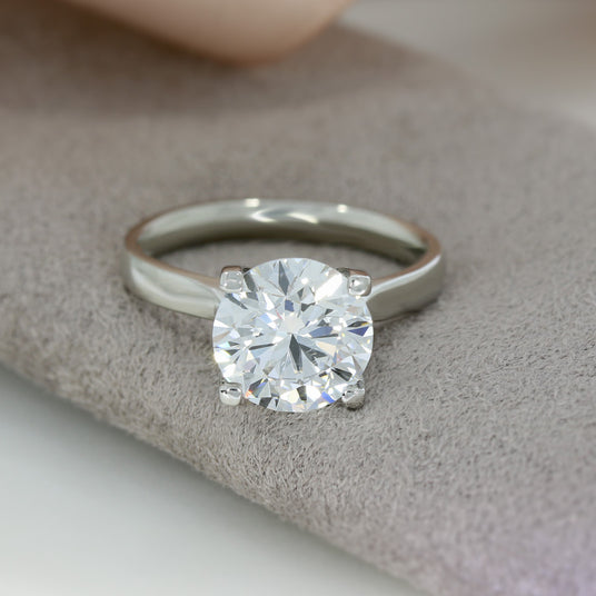 Platinum Certified Brilliant Cut Lab Grown Diamond Solitaire Ring 3.03ct D VS2