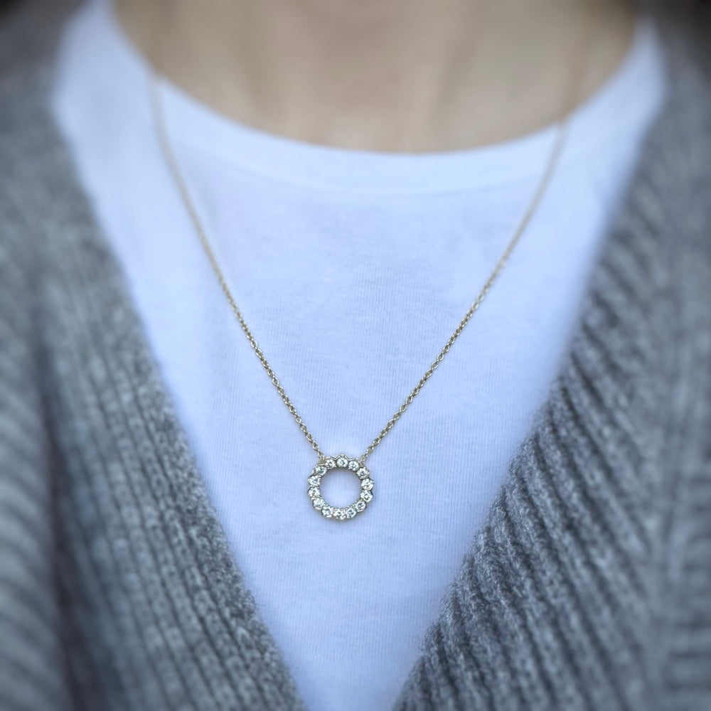 9ct Yellow Gold Polo Circle Pendant with Laboratory Grown Diamonds 0.80ct 20Inch