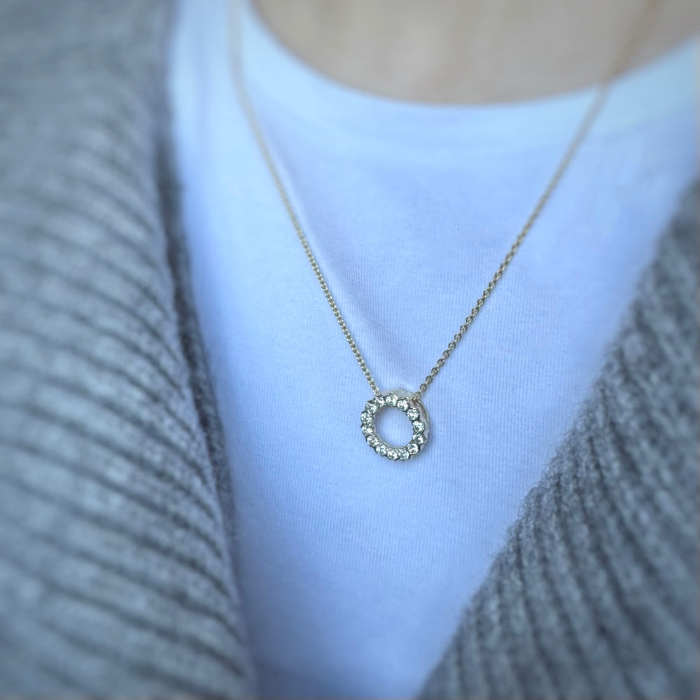 9ct Yellow Gold Polo Circle Pendant with Laboratory Grown Diamonds 0.80ct 20Inch