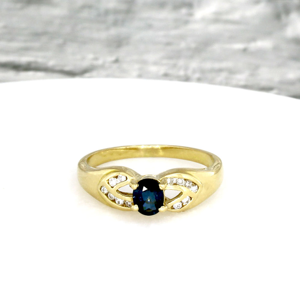Pre Owned 18ct Gold Oval Sapphire Ring & Diamond Ring