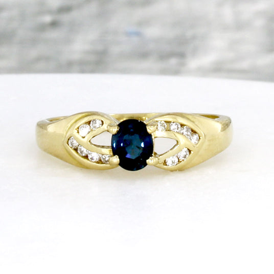 Pre Owned 18ct Gold Oval Sapphire Ring & Diamond Ring
