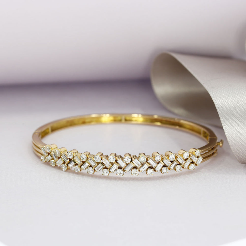 Pre Owned 18ct Rose Gold Fancy Diamond Bangle 2.00ct