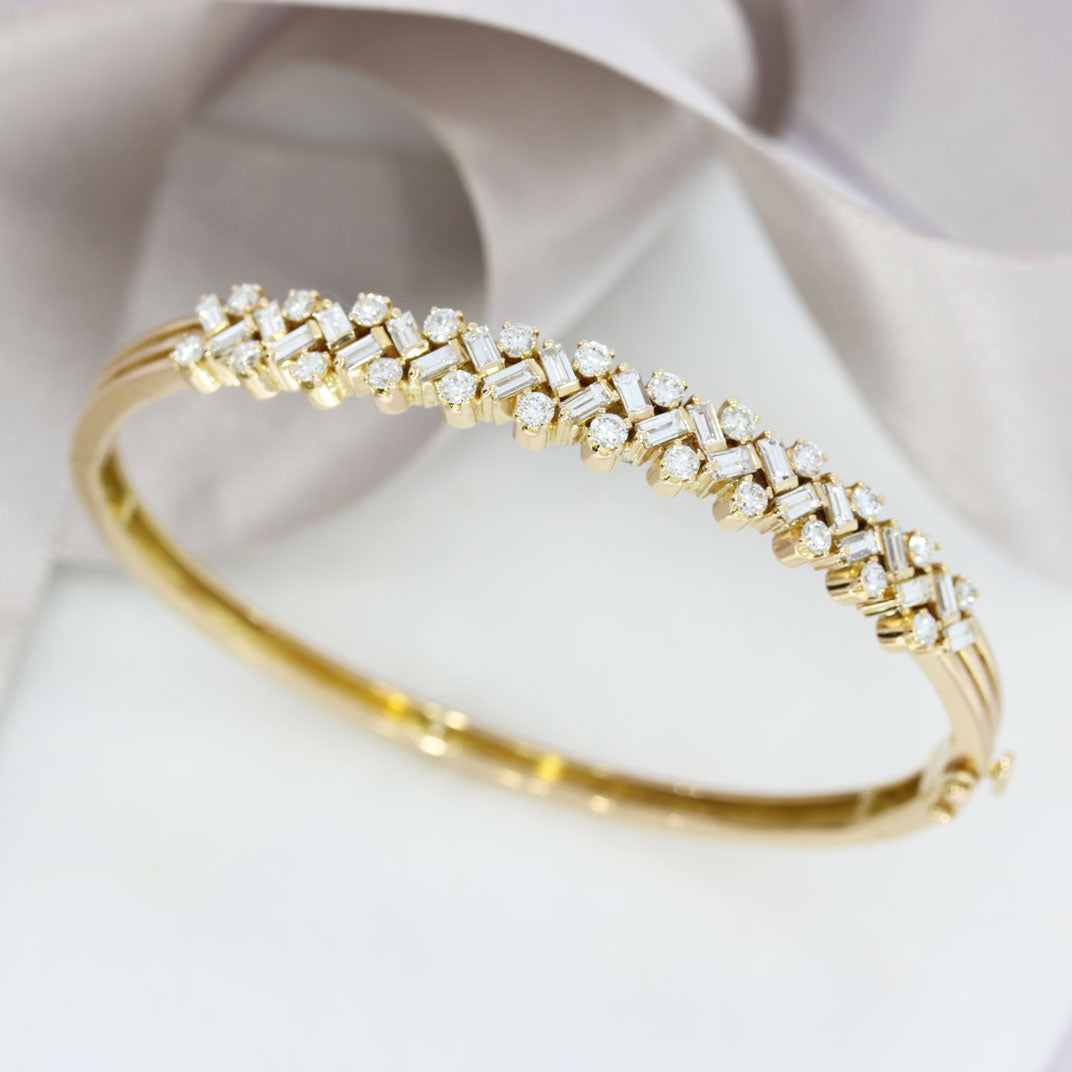 Pre Owned 18ct Rose Gold Fancy Diamond Bangle 2.00ct