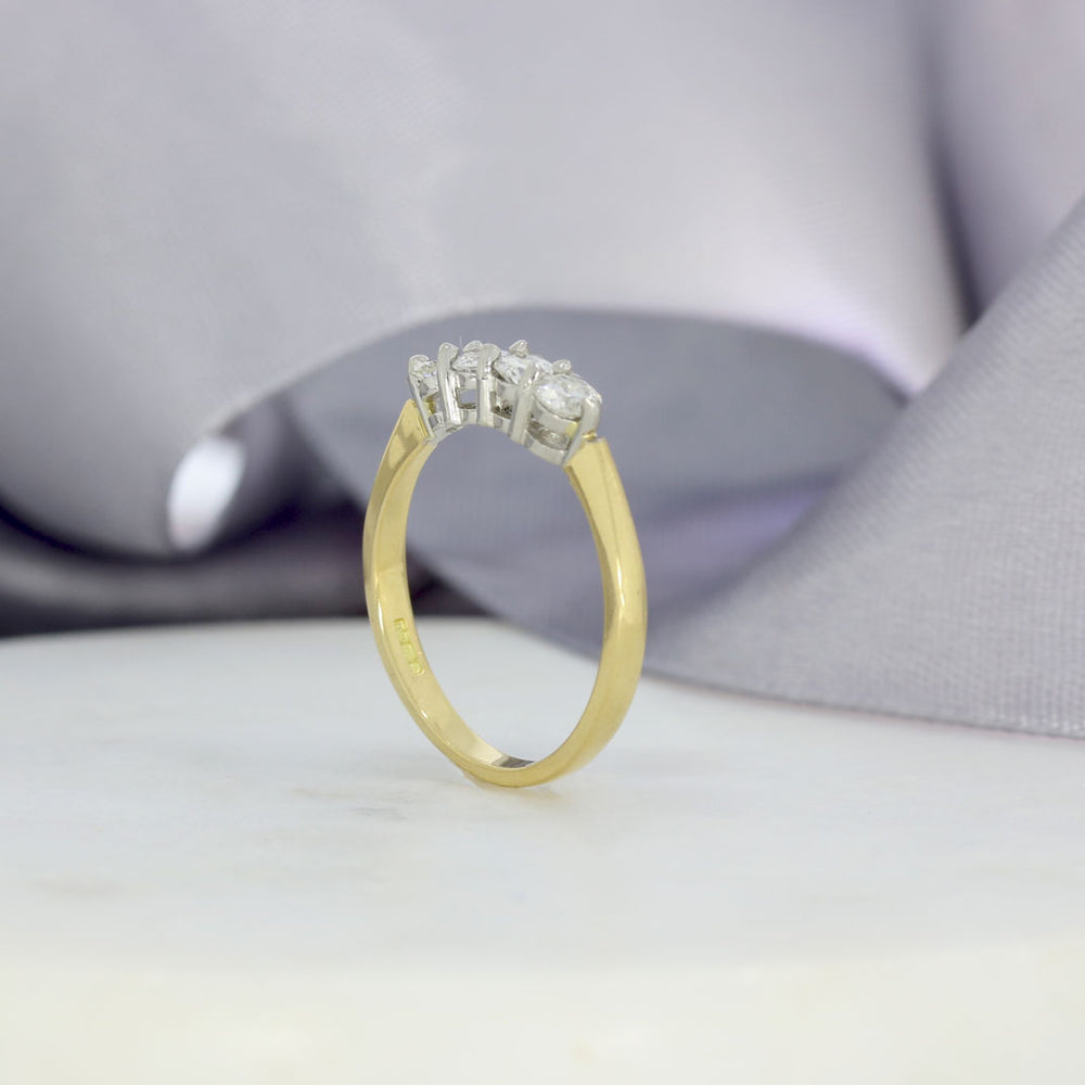 18ct Gold & Platinum 4 Stone Diamond Ring 0.61ct
