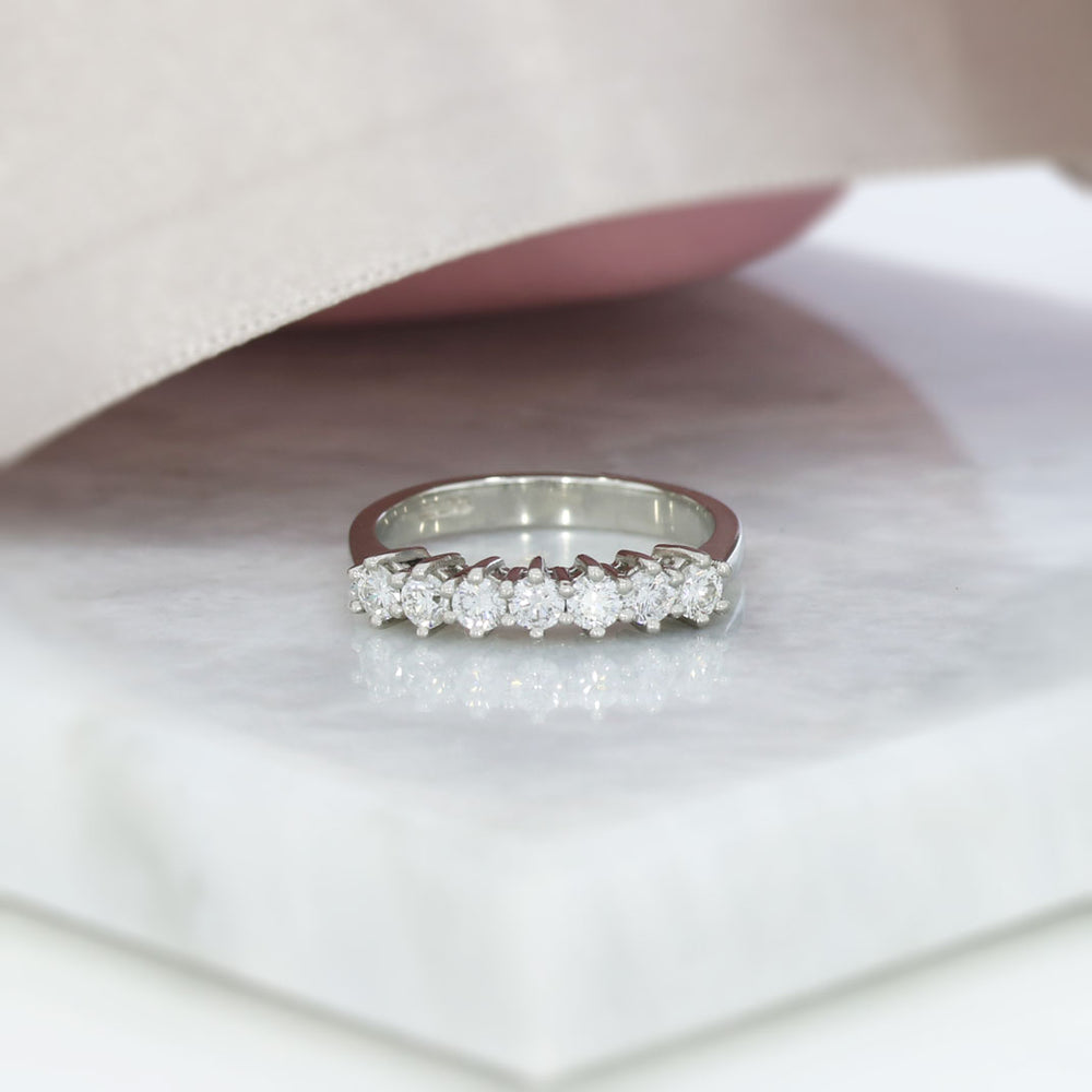 Platinum Claw Set 7 Stone Diamond Eternity Ring 0.60ct
