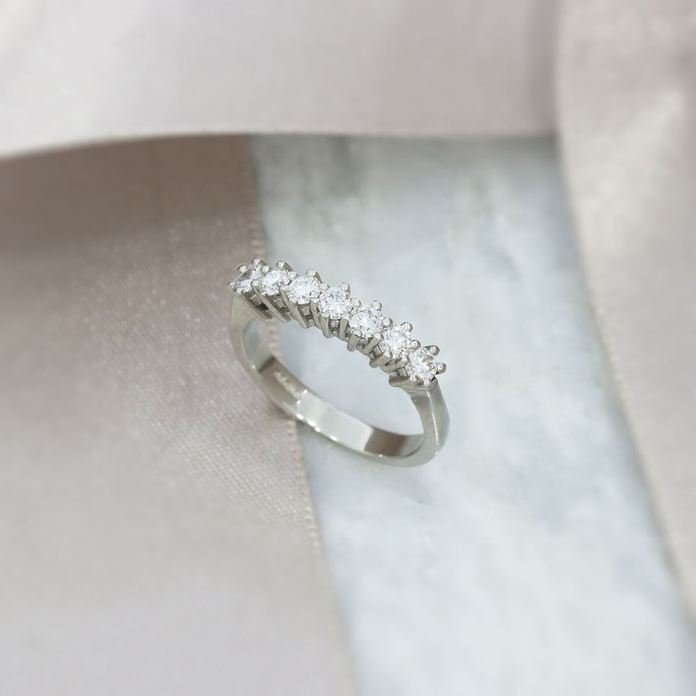 Platinum Claw Set 7 Stone Diamond Eternity Ring 0.60ct