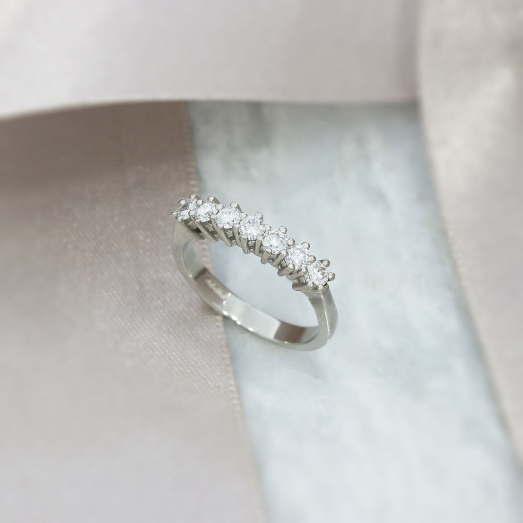 Platinum Claw Set 7 Stone Diamond Eternity Ring 0.60ct