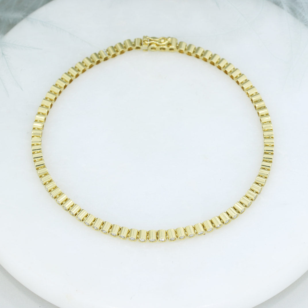 Pre Owned 18ct Gold Diamond Tennis Bracelet 1ct