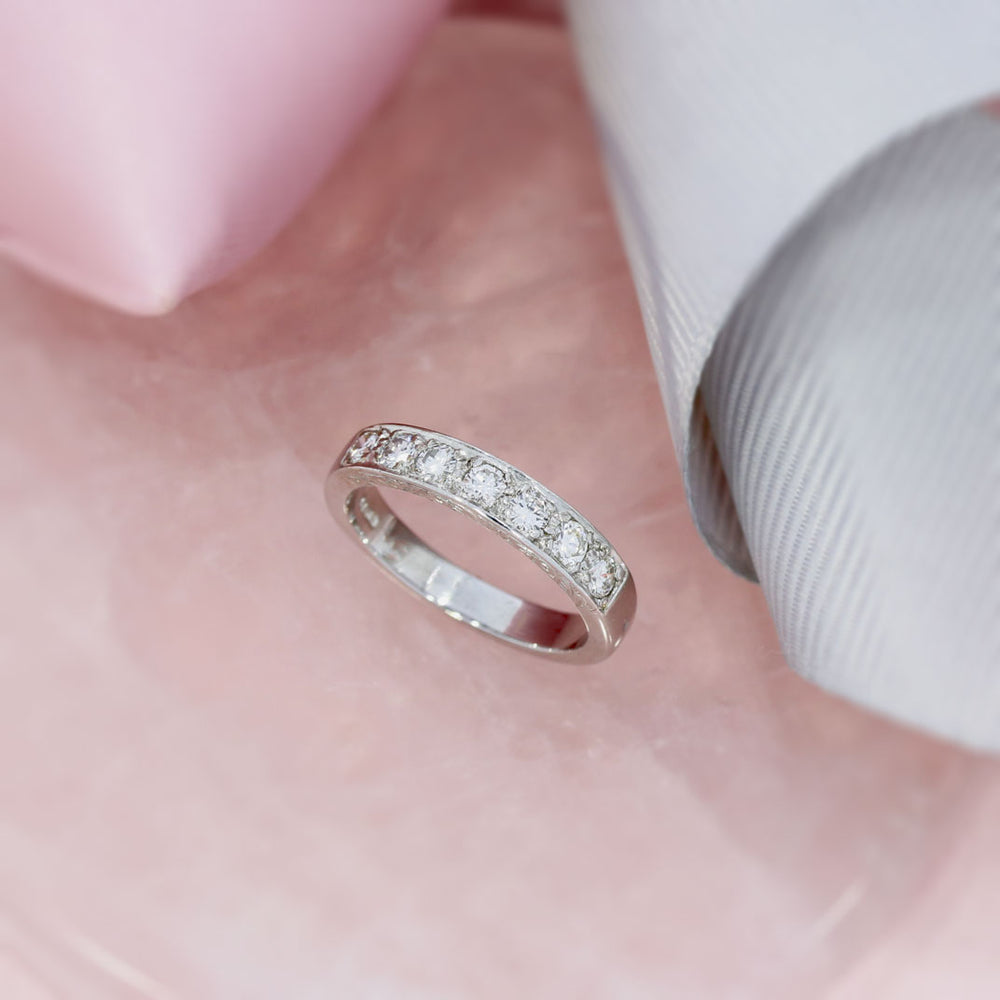 Pre Owned 18ct Gold Pave Set Diamond Eternity Ring Approx Diamond Weight 0.65ct