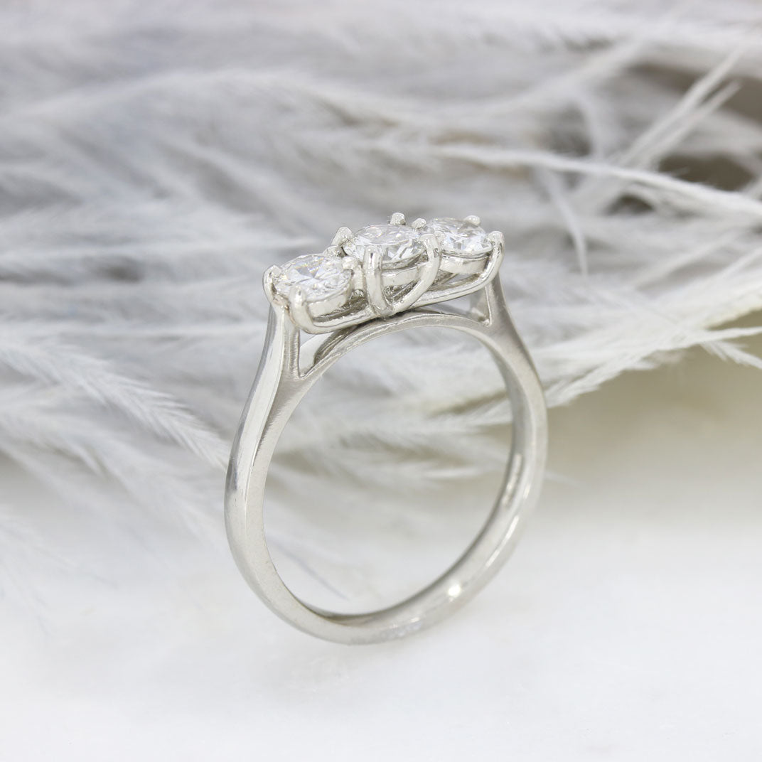 Pre Owned Platinum Claw Set Diamond 3 Stone Ring 0.88ct