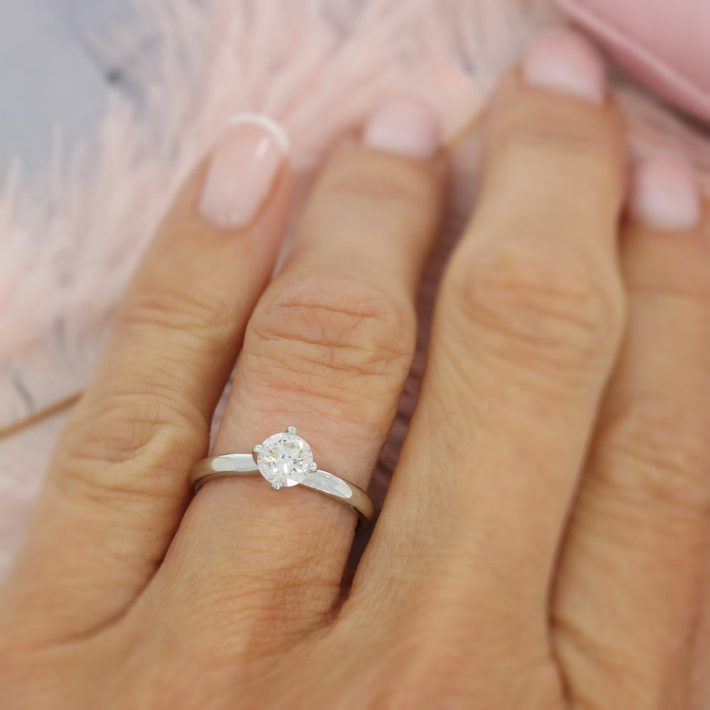 Pre Owned Platinum Compass Set Diamond Solitaire Ring 0.67ct J SI1