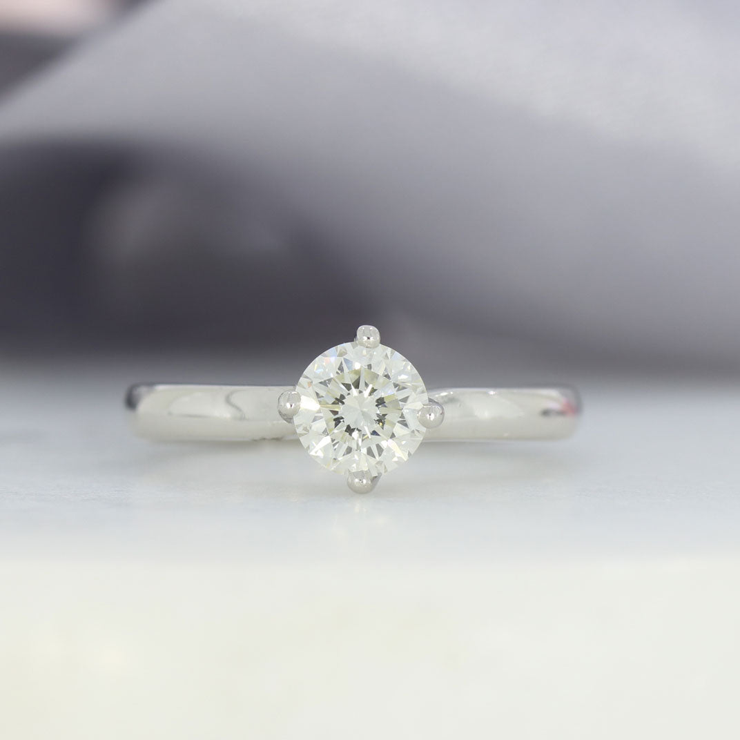 Pre Owned Platinum Compass Set Diamond Solitaire Ring 0.67ct J SI1