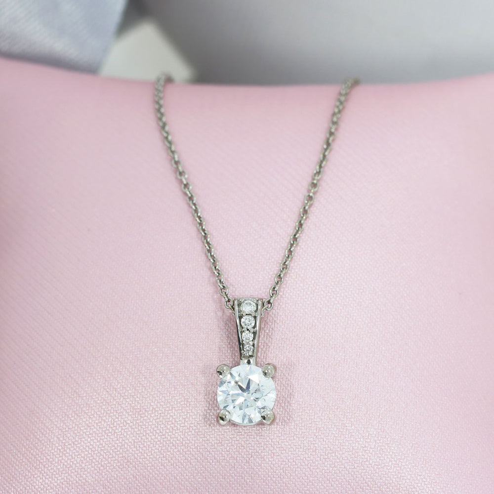 Pre Owned 18ct Gold Diamond Solitaire Pendant & Chain 0.84ct