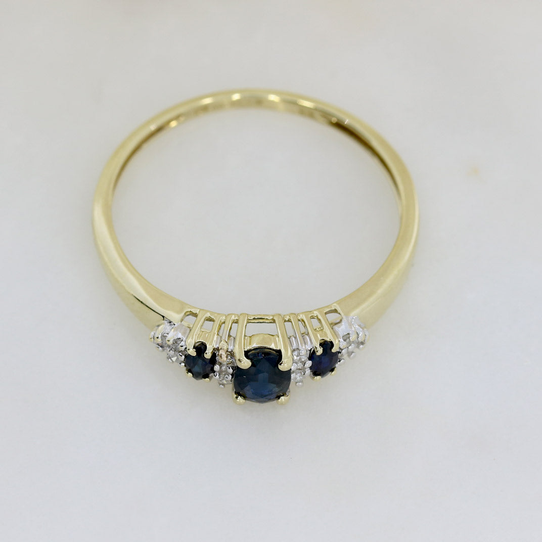 Pre Owned 9ct Yellow Gold Oval Sapphire & Diamond Dress Ring