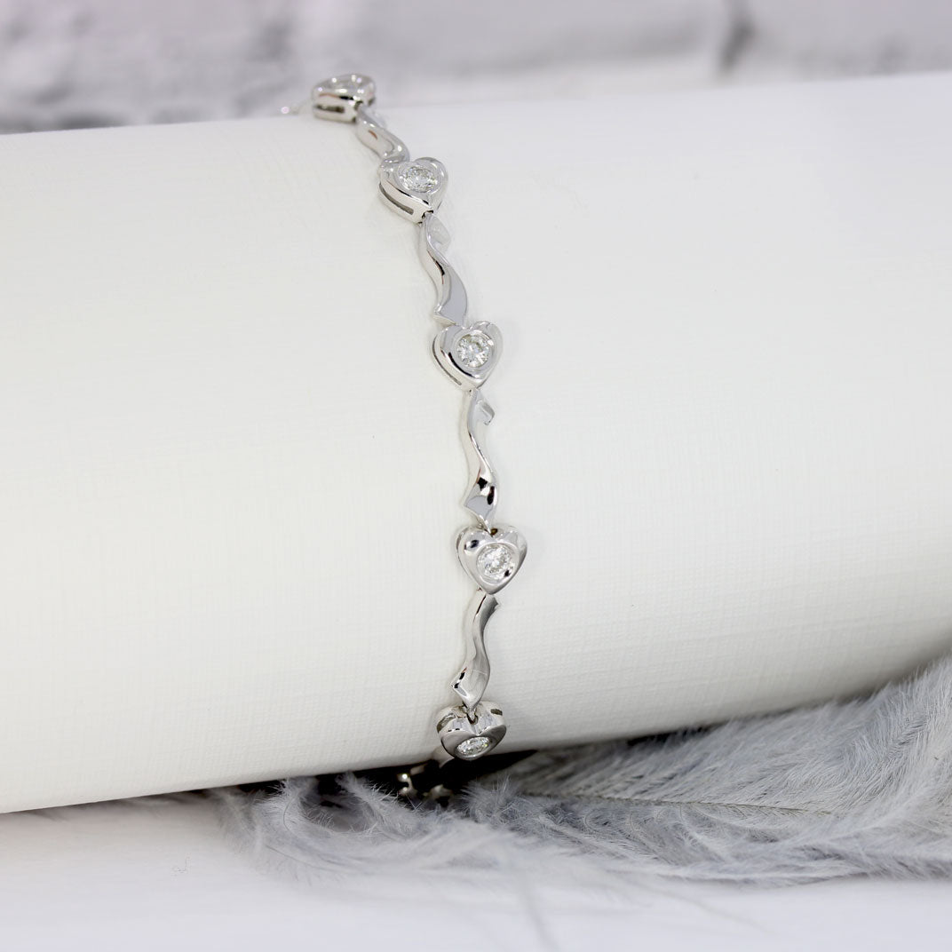 Pre-Owned 18ct White Gold Fancy Diamond Bracelet Approx 0.75ct
