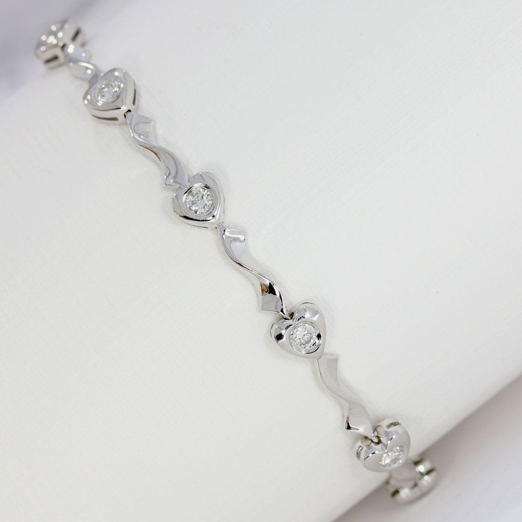 Pre-Owned 18ct White Gold Fancy Diamond Bracelet Approx 0.75ct