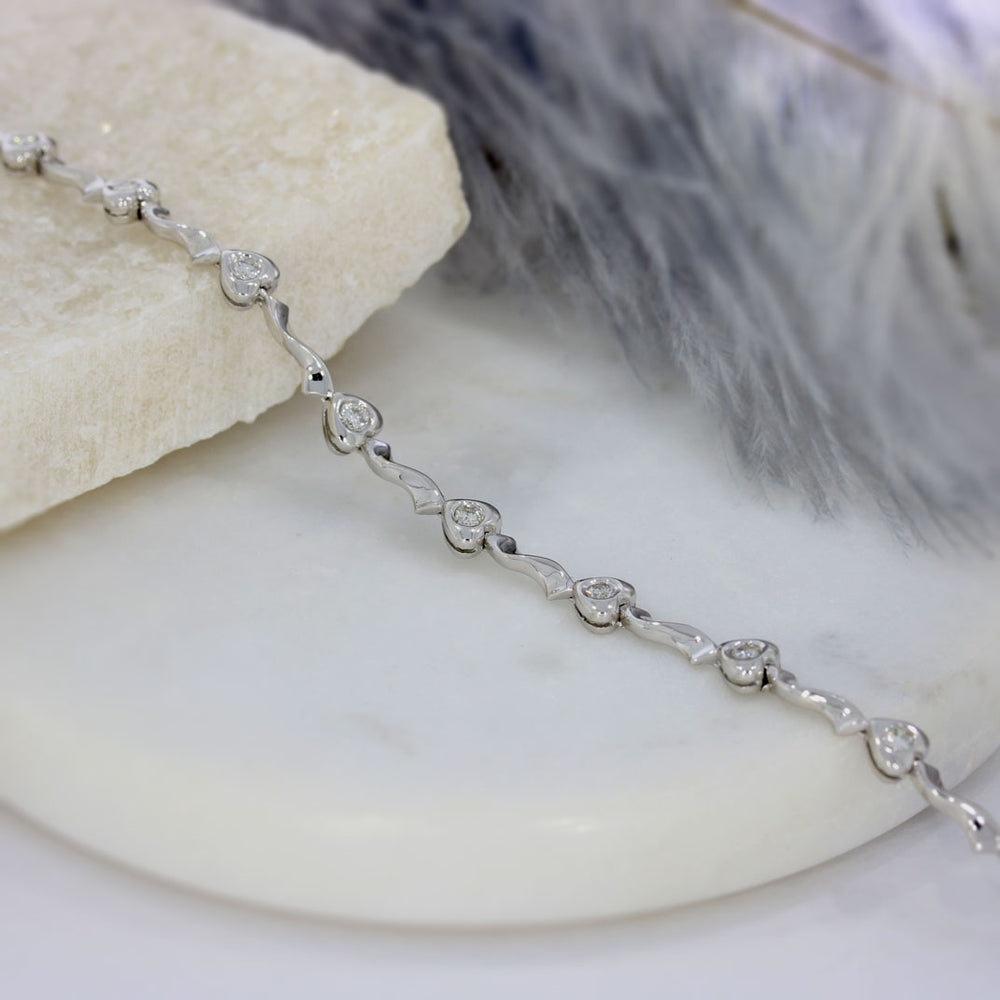 Pre-Owned 18ct White Gold Fancy Diamond Bracelet Approx 0.75ct