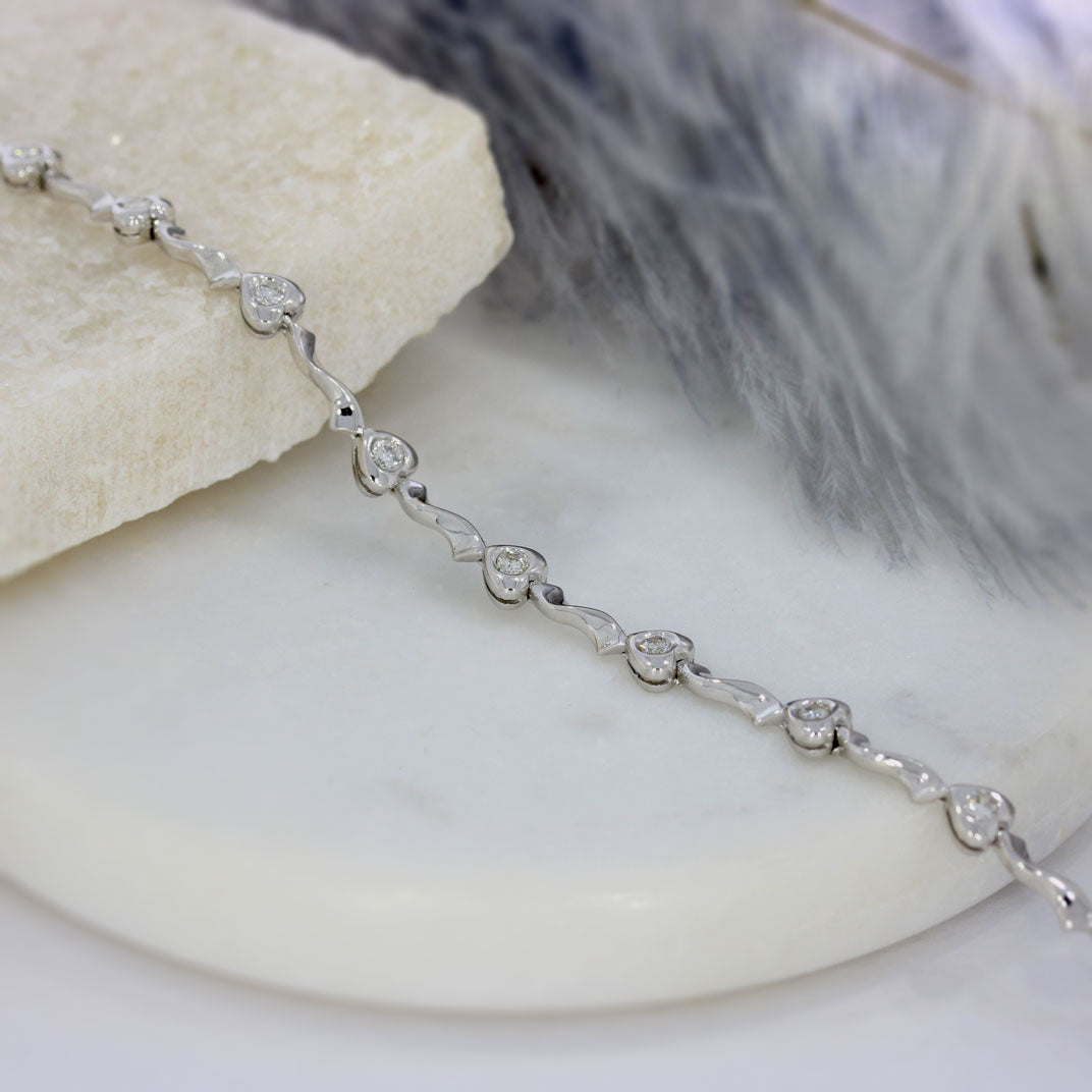 Pre-Owned 18ct White Gold Fancy Diamond Bracelet Approx 0.75ct